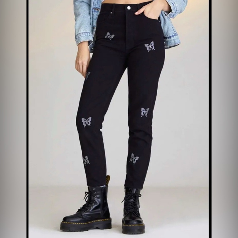 Pacsun High Rise Slim Fit Butterfly Black Jeans Size 26